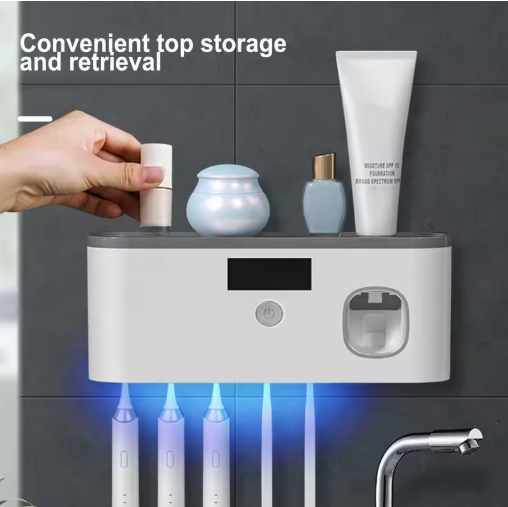 UV Toothbrush Organizer Toothpaste Dispenser